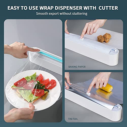 Magnetic Plastic Wrap Dispenser with Cutter – Refillable BPA-Free