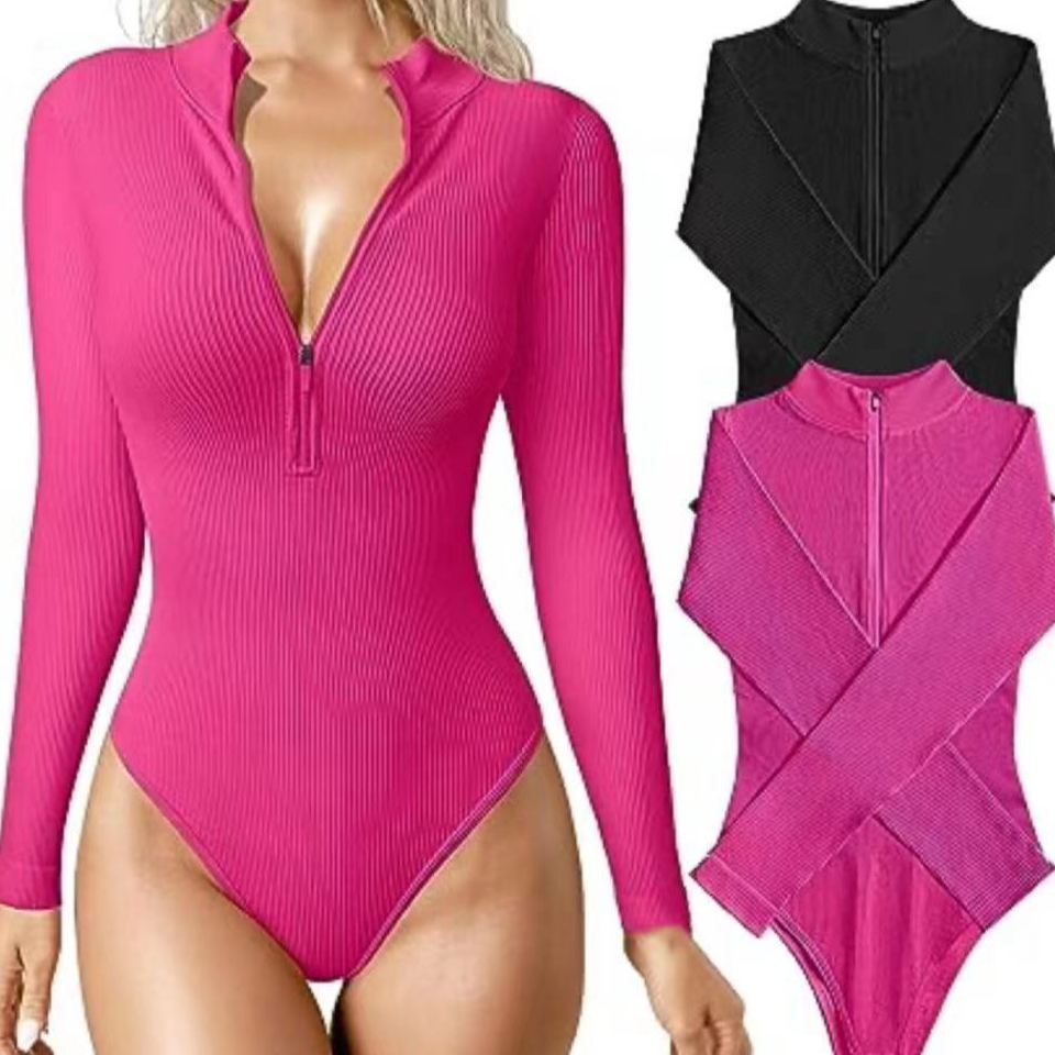 Long-Sleeve Ribbed Sexy Bodysuit