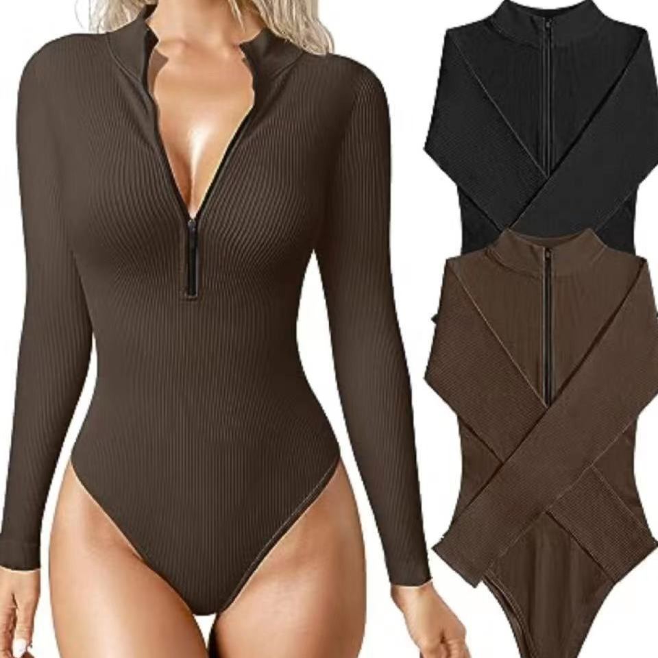 Long-Sleeve Ribbed Sexy Bodysuit