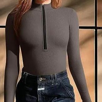 Long-Sleeve Ribbed Sexy Bodysuit