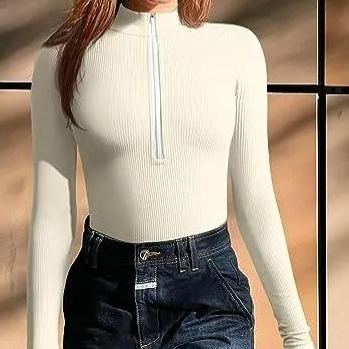 Long-Sleeve Ribbed Sexy Bodysuit