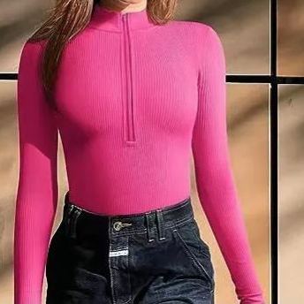 Long-Sleeve Ribbed Sexy Bodysuit