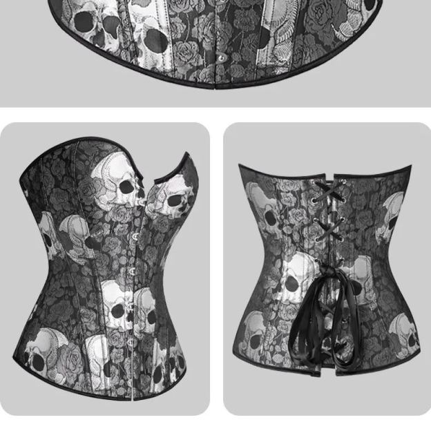 Halloween Skull Print Waist Cincher Corset