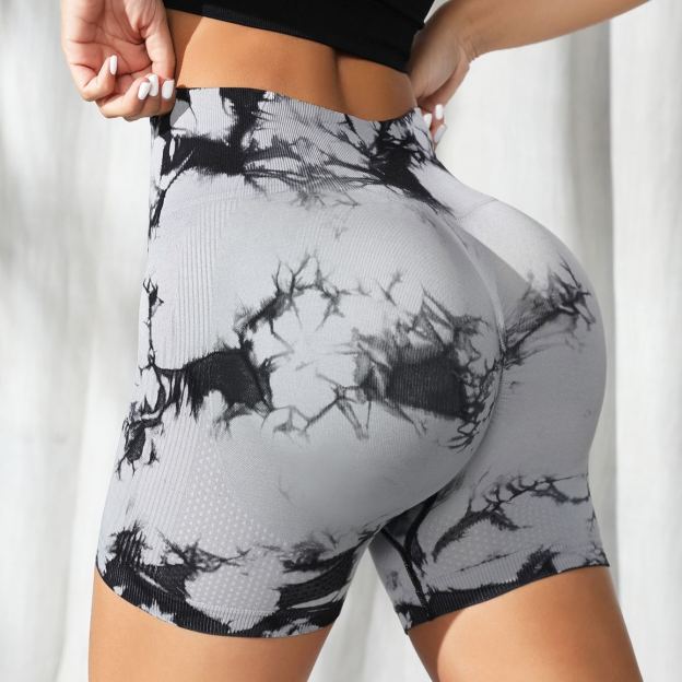 High-Waist Tie-Dye Peach Lift Yoga Shorts