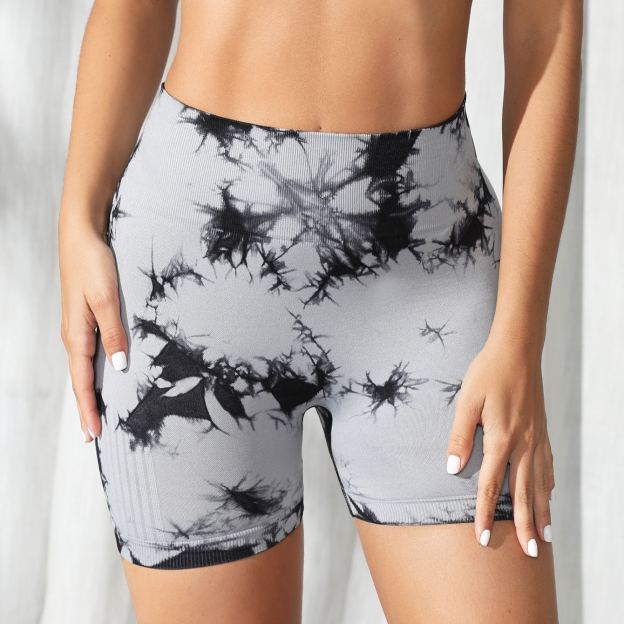 High-Waist Tie-Dye Peach Lift Yoga Shorts