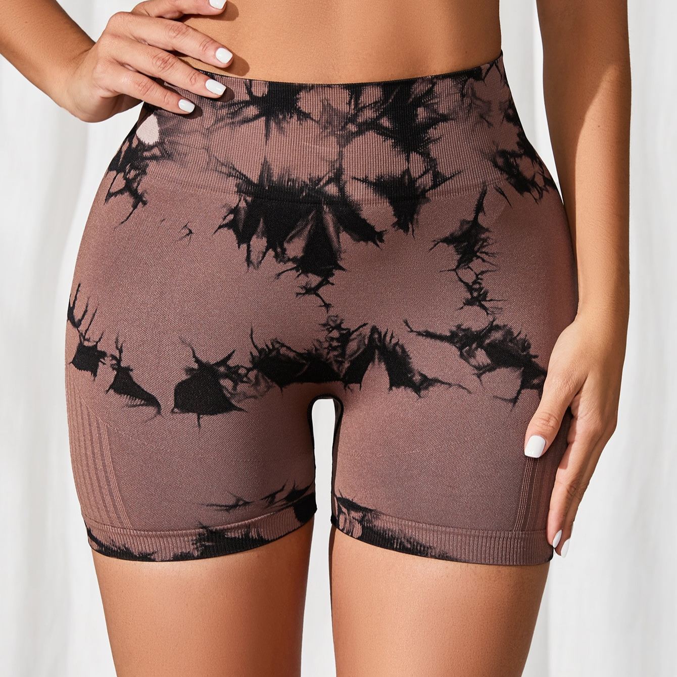 High-Waist Tie-Dye Peach Lift Yoga Shorts