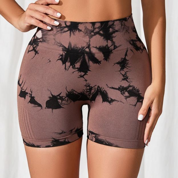 High-Waist Tie-Dye Peach Lift Yoga Shorts