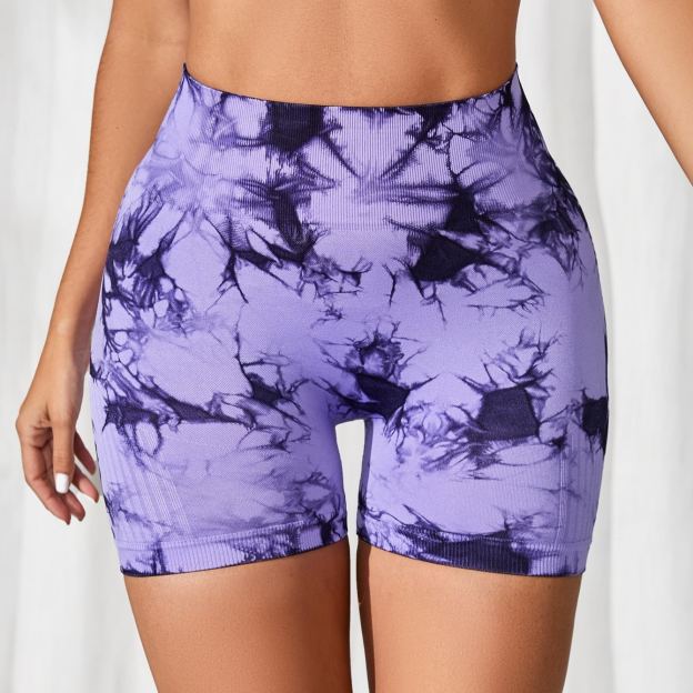 High-Waist Tie-Dye Peach Lift Yoga Shorts