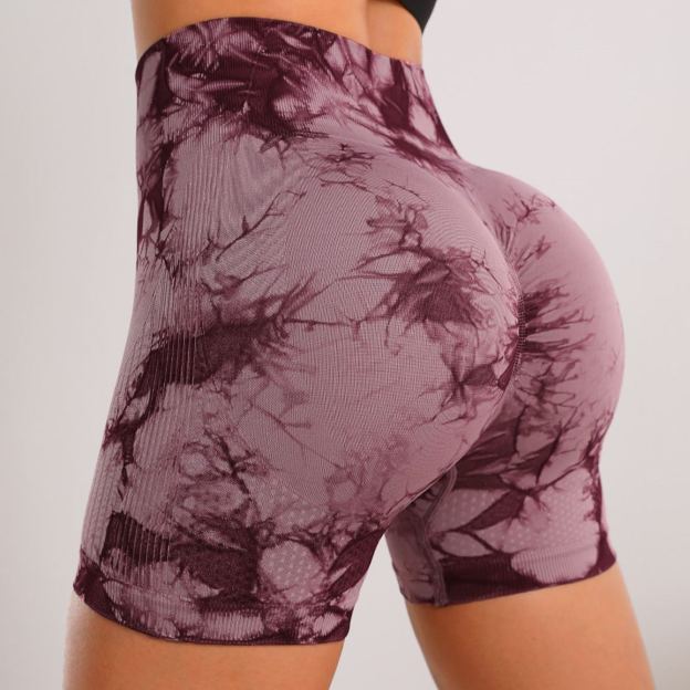 High-Waist Tie-Dye Peach Lift Yoga Shorts