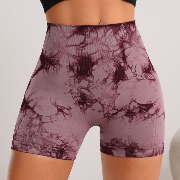 High-Waist Tie-Dye Peach Lift Yoga Shorts
