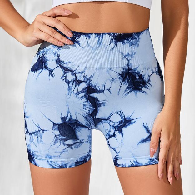 High-Waist Tie-Dye Peach Lift Yoga Shorts