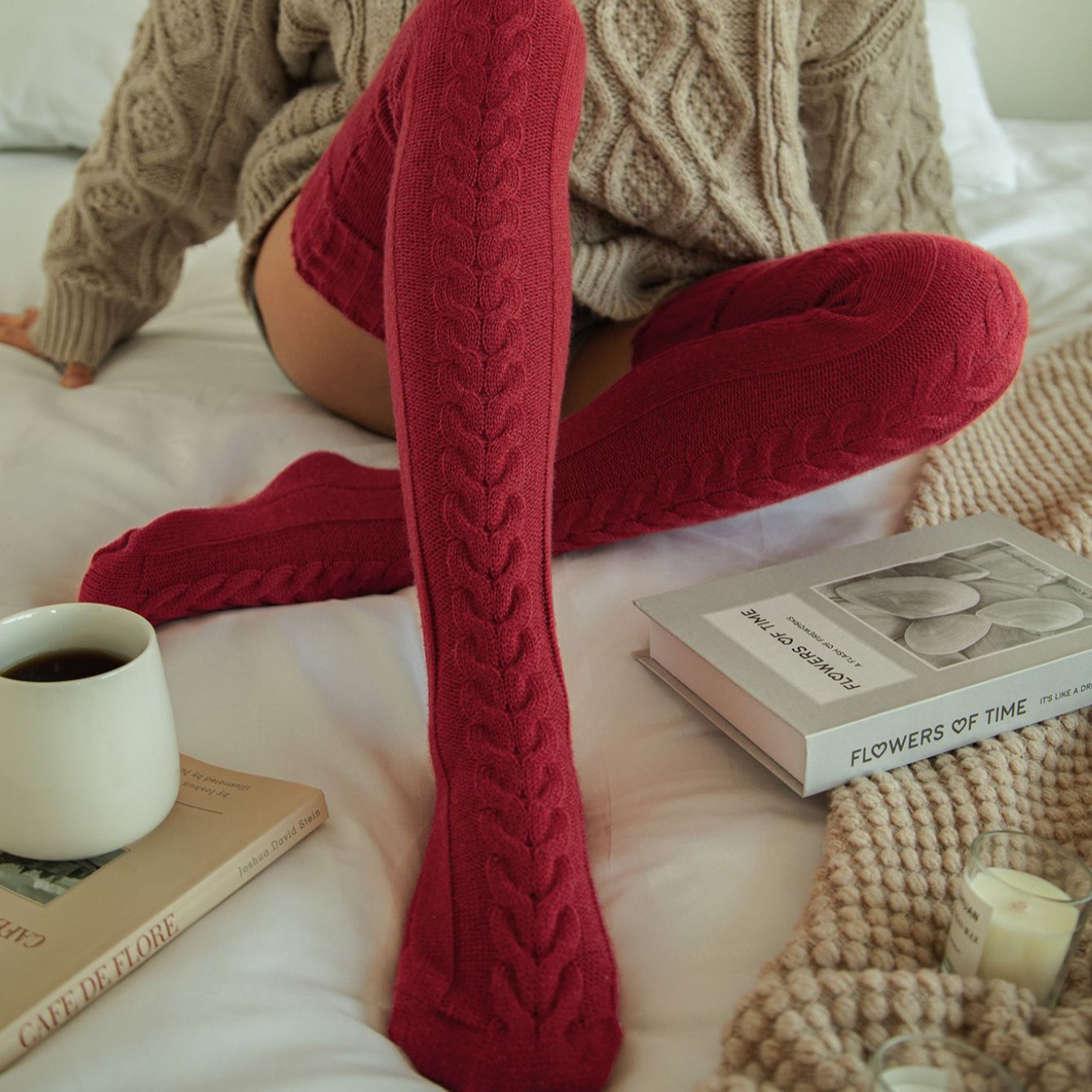 Thick Knitted Slouch Socks, Long Pile Winter Warm Socks for Women