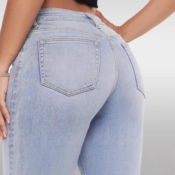Sexy BBL Mid-Low Rise Butt-Lifting Wide Leg Jeans
