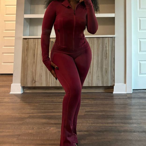 Sexy Long-Sleeve Flared Two-Piece Set for Women