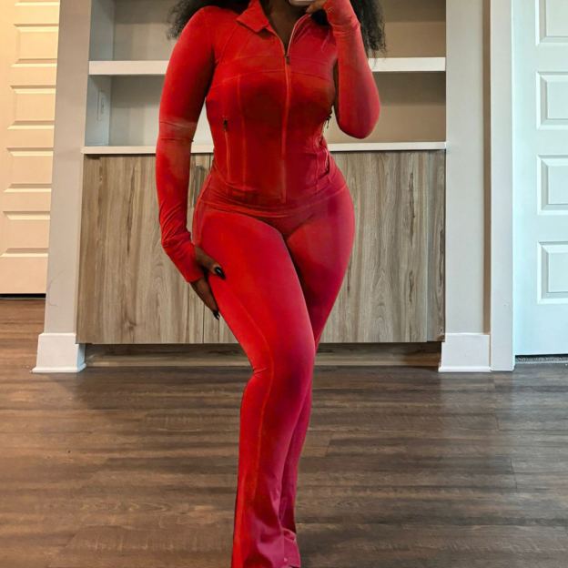 Sexy Long-Sleeve Flared Two-Piece Set for Women