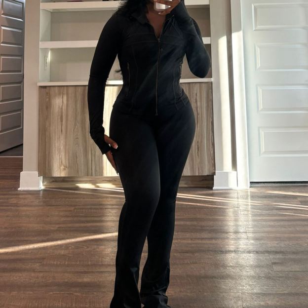 Sexy Long-Sleeve Flared Two-Piece Set for Women