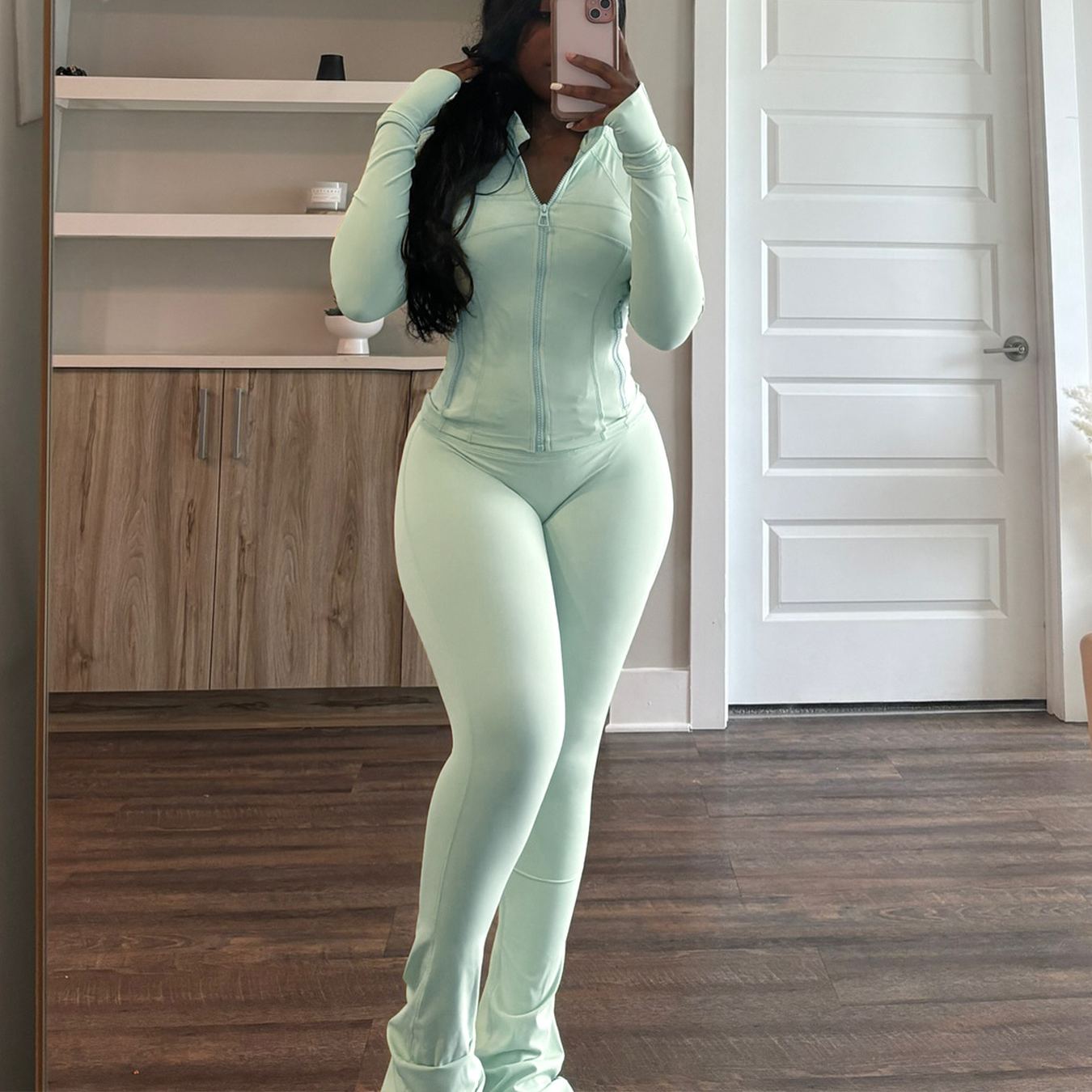 Sexy Long-Sleeve Flared Two-Piece Set for Women