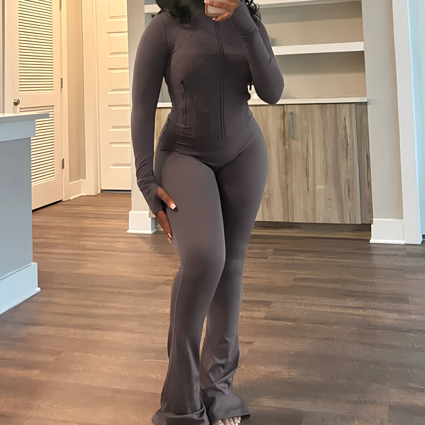 Sexy Long-Sleeve Flared Two-Piece Set for Women