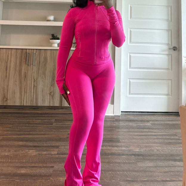 Sexy Long-Sleeve Flared Two-Piece Set for Women