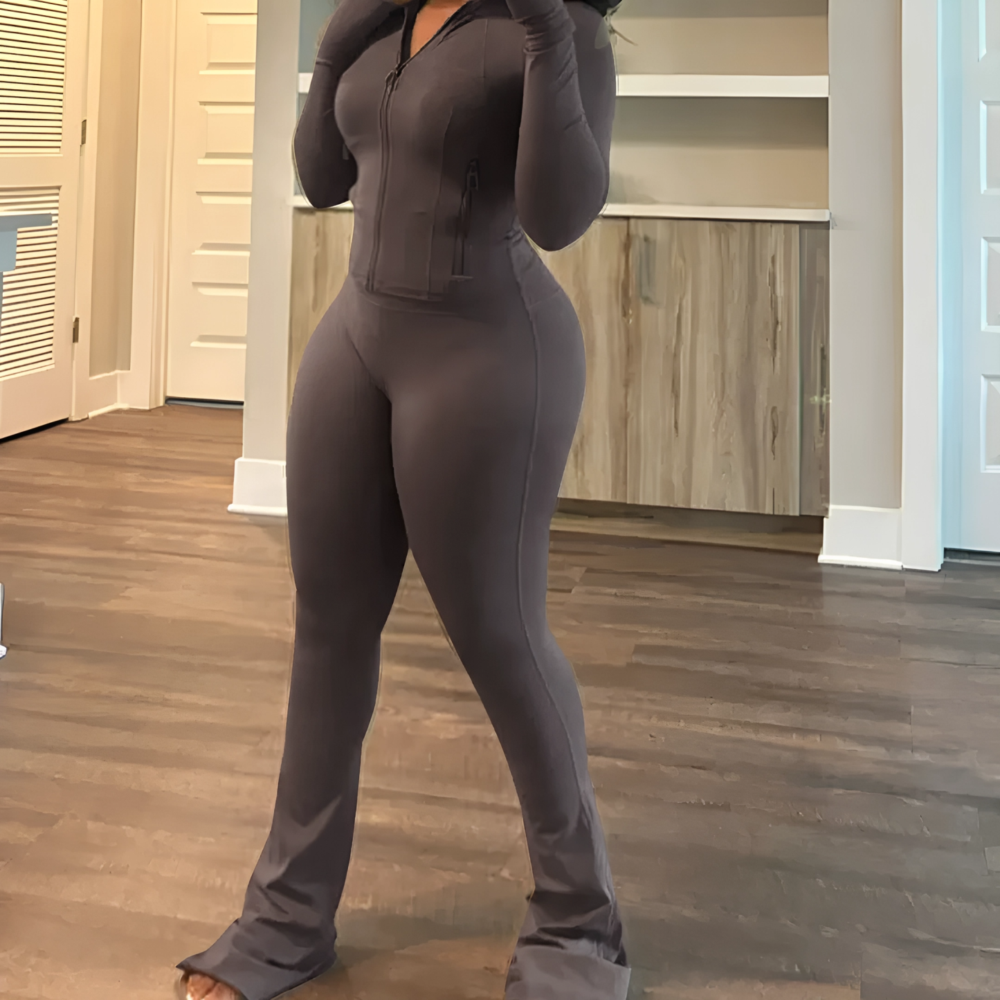 Sexy Long-Sleeve Flared Two-Piece Set for Women