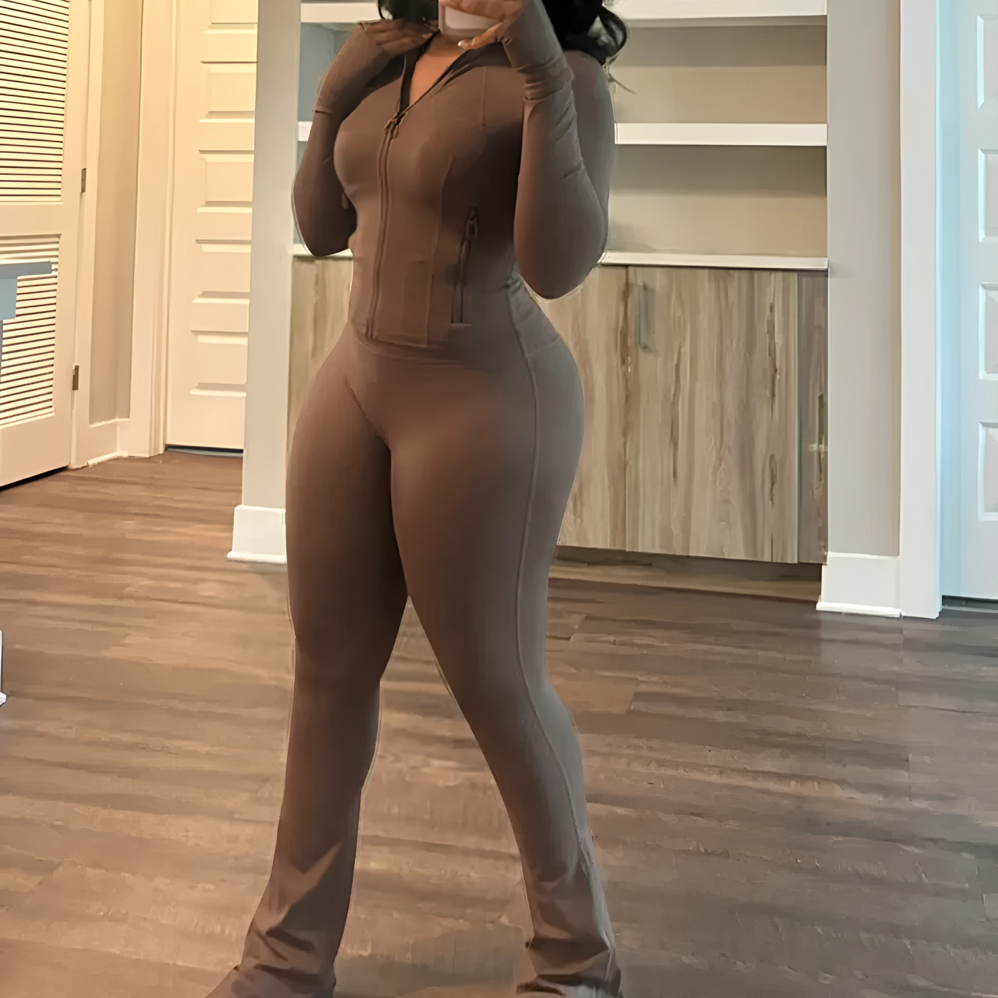 Sexy Long-Sleeve Flared Two-Piece Set for Women