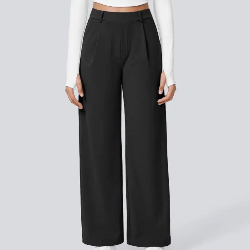 High-Waisted Slim Straight-Leg Pants
