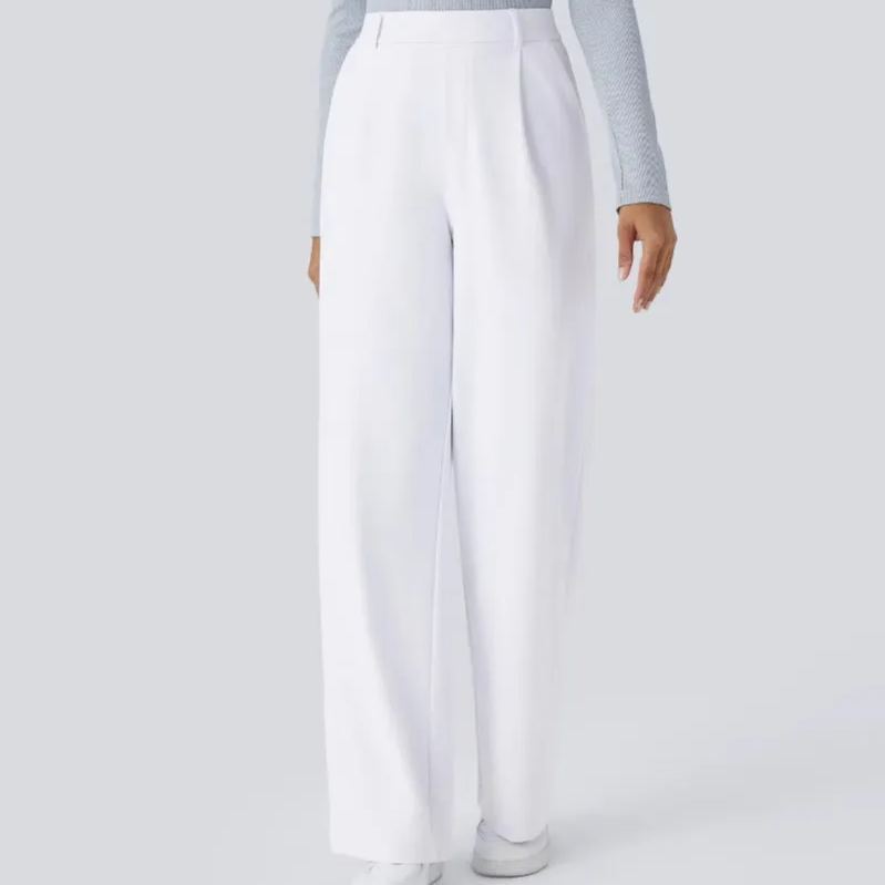 High-Waisted Slim Straight-Leg Pants