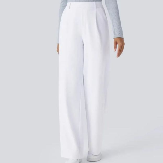 High-Waisted Slim Straight-Leg Pants
