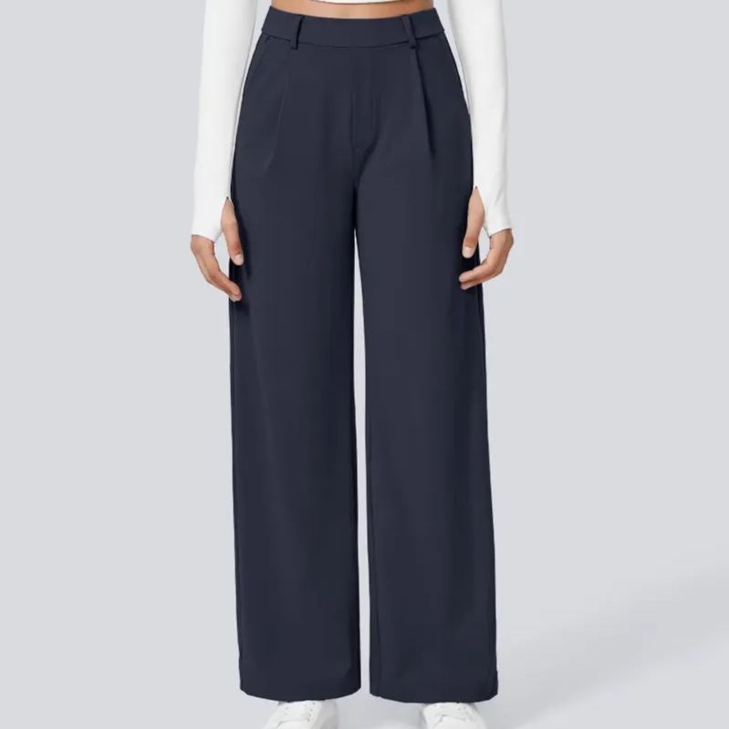 High-Waisted Slim Straight-Leg Pants