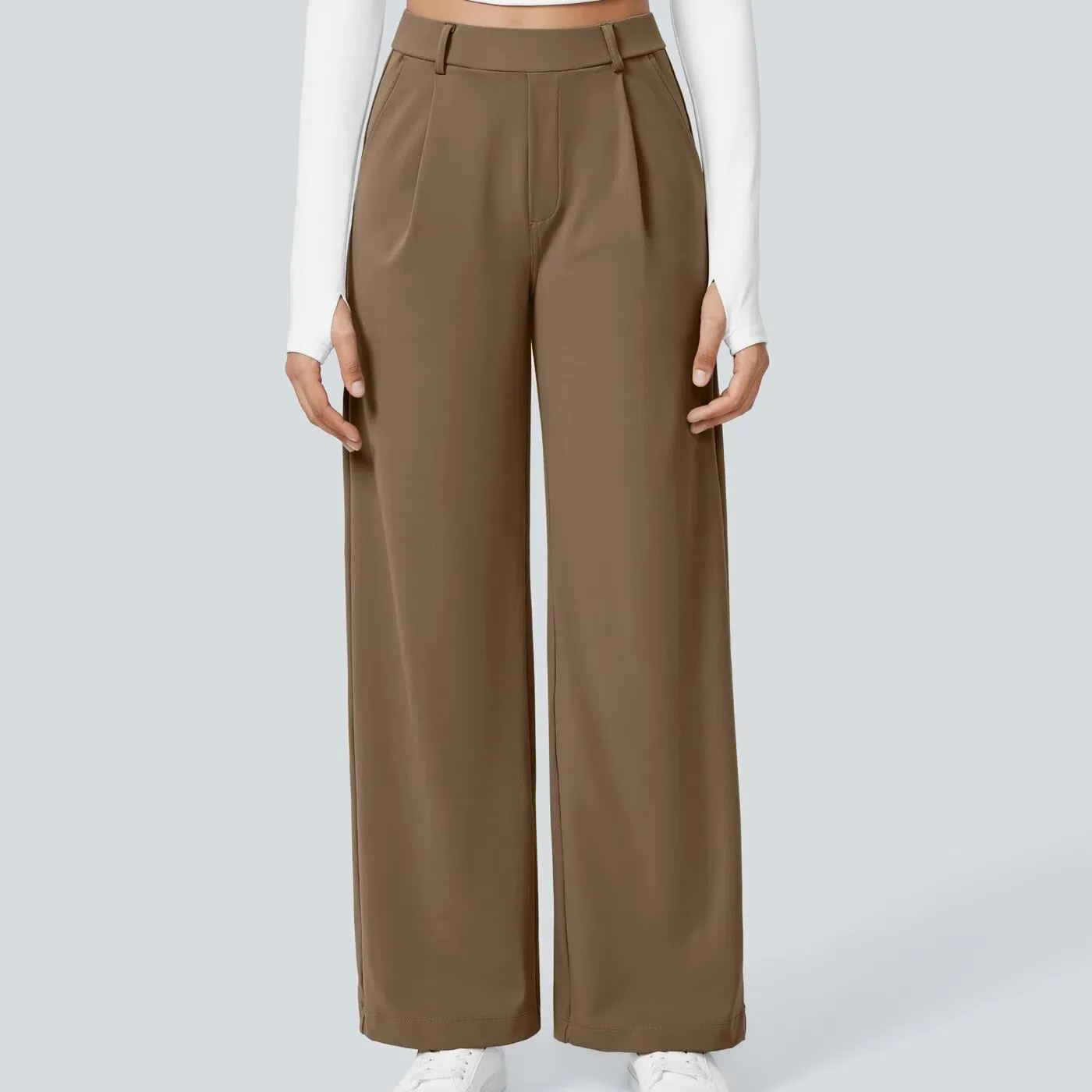 High-Waisted Slim Straight-Leg Pants