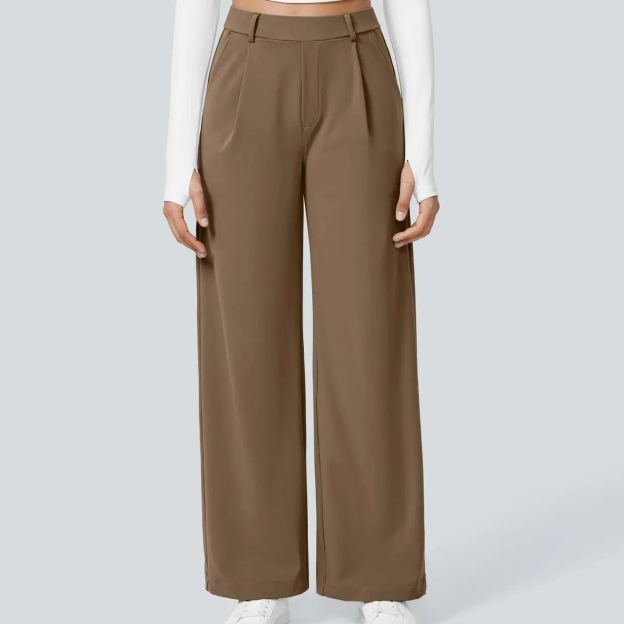 High-Waisted Slim Straight-Leg Pants