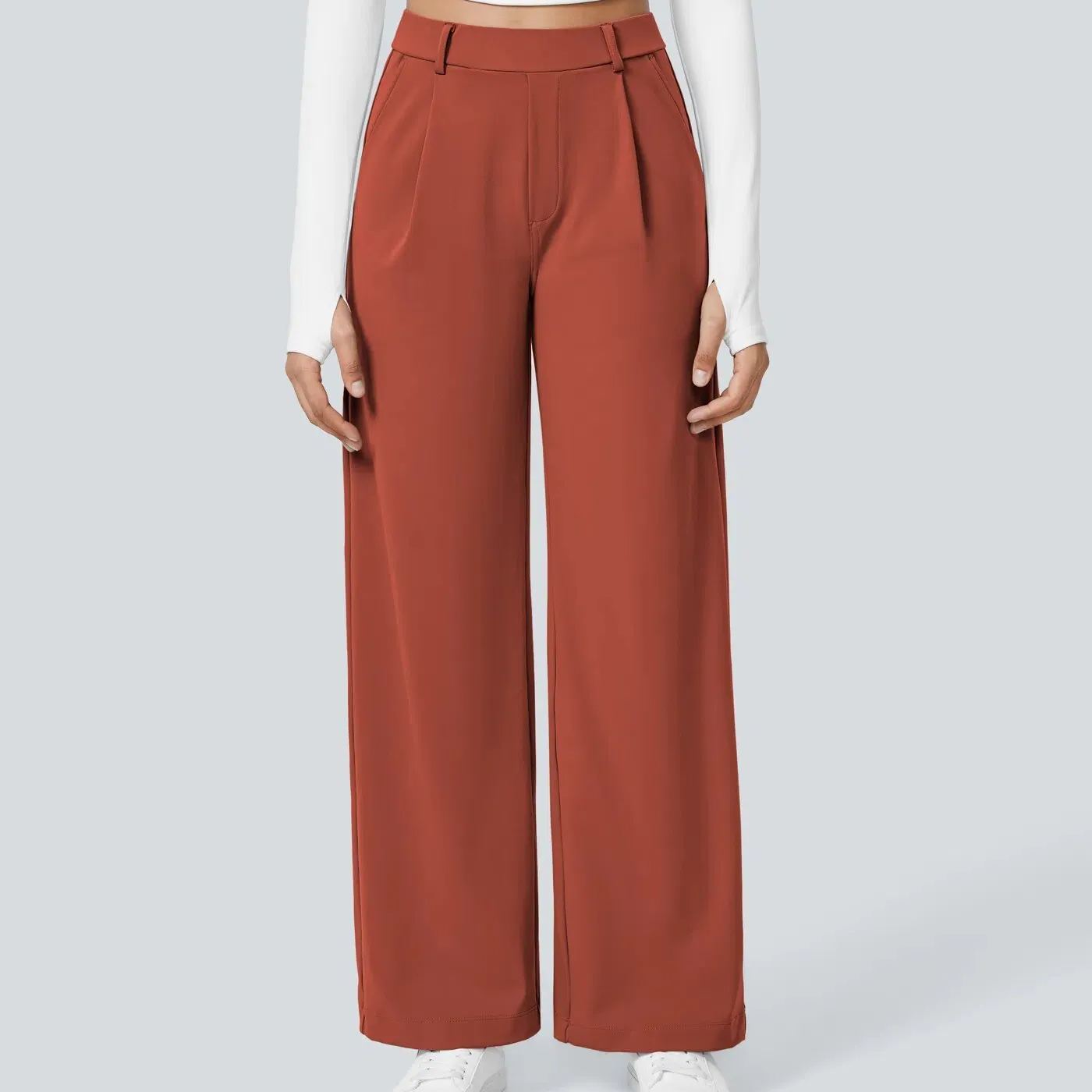 High-Waisted Slim Straight-Leg Pants
