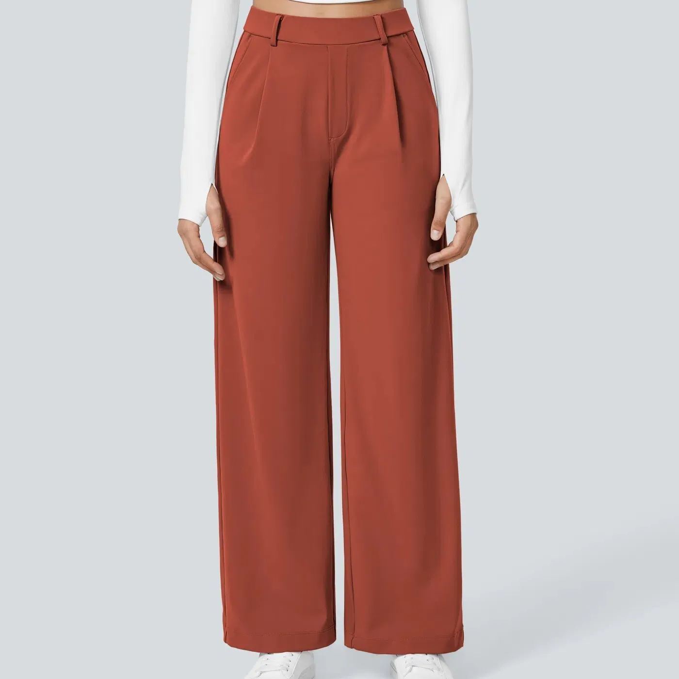 High-Waisted Slim Straight-Leg Pants