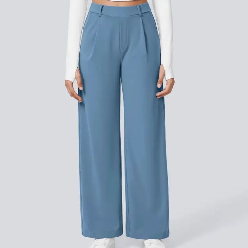 High-Waisted Slim Straight-Leg Pants