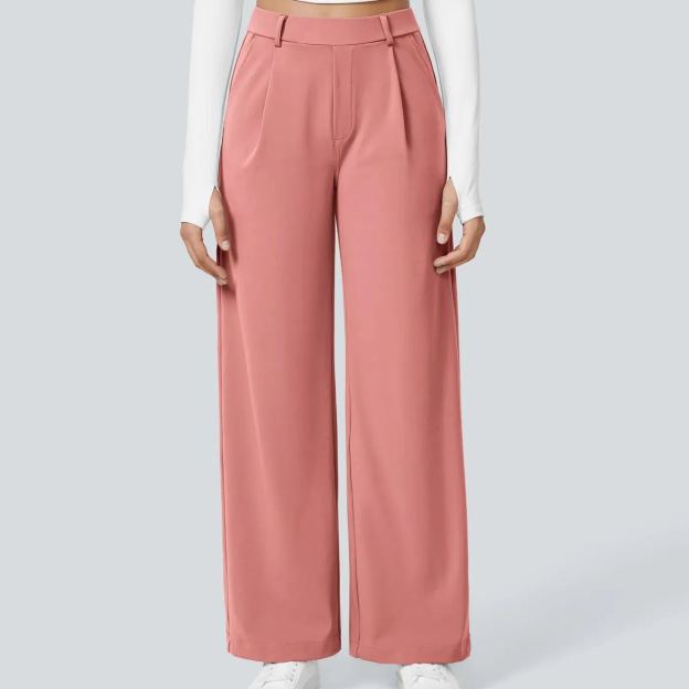 High-Waisted Slim Straight-Leg Pants