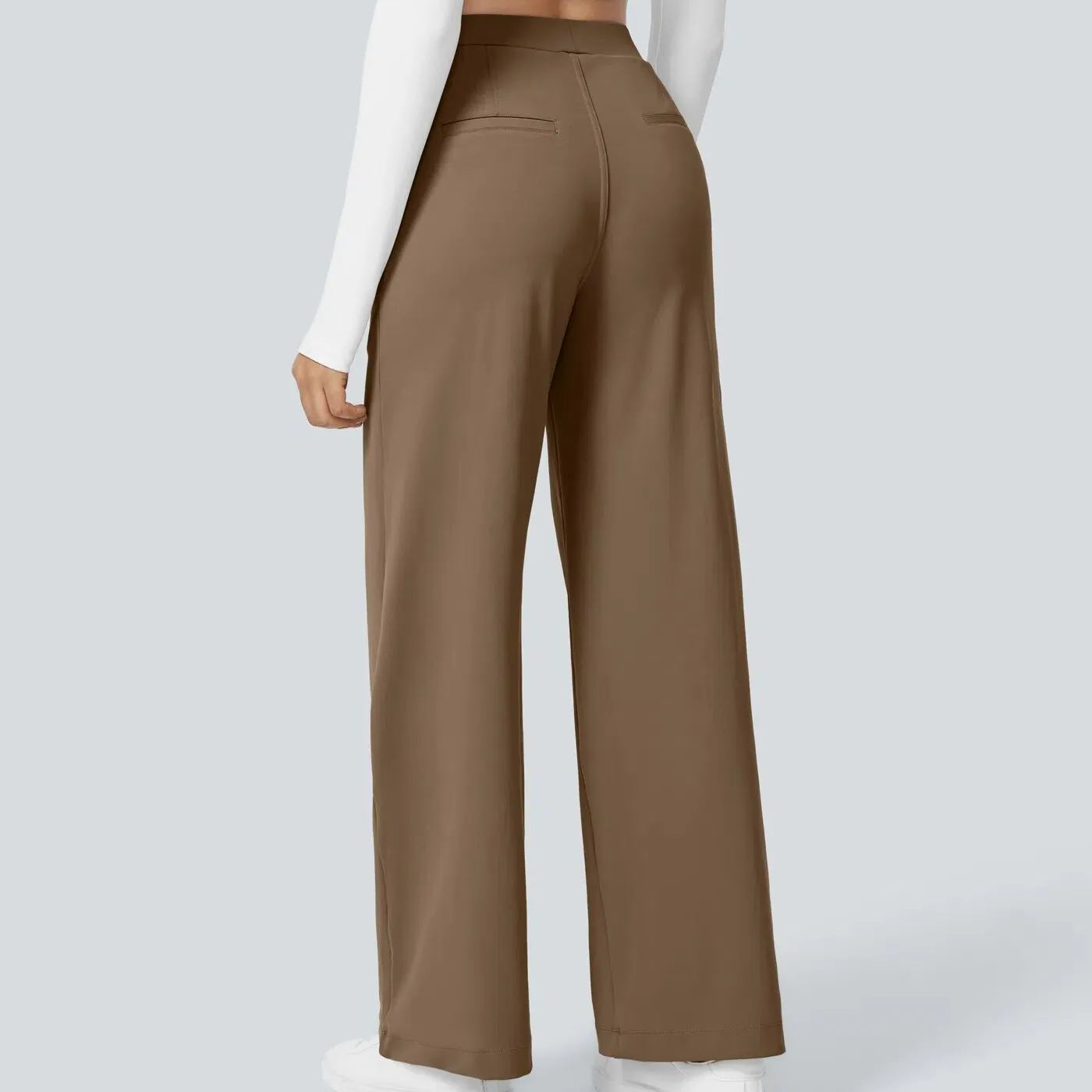 High-Waisted Slim Straight-Leg Pants