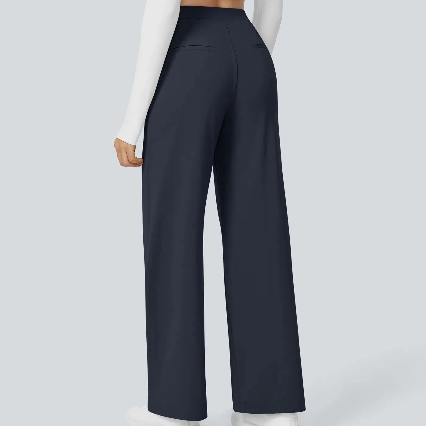 High-Waisted Slim Straight-Leg Pants