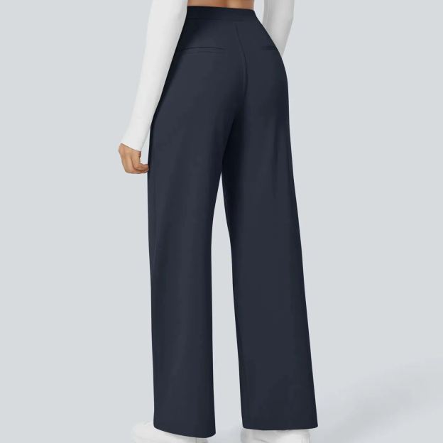 High-Waisted Slim Straight-Leg Pants