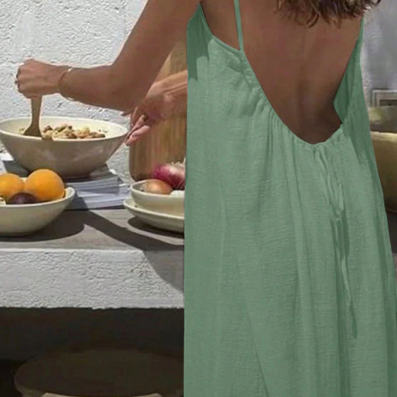 Women's Solid Color Backless Cami NightDress