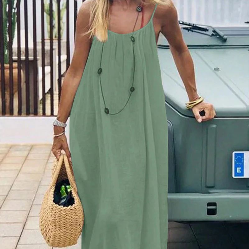 Women's Solid Color Backless Cami NightDress