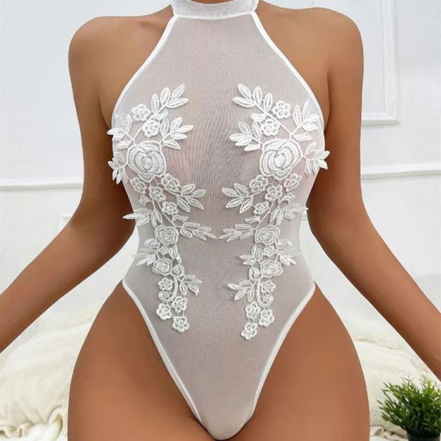 Sexy See-Through Lingerie with Floral Embroidery