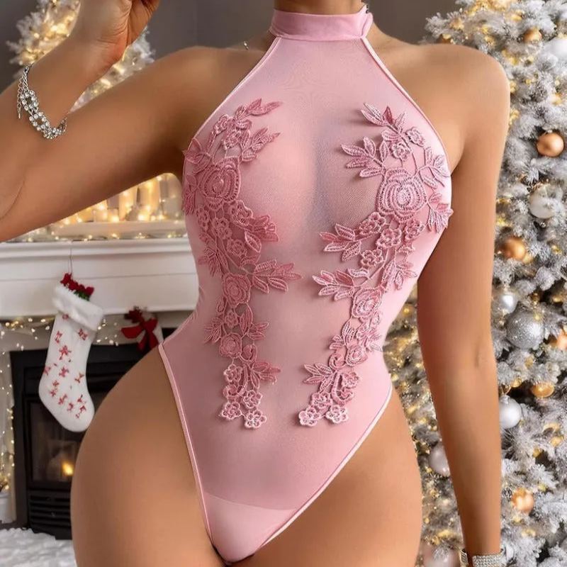 Sexy See-Through Lingerie with Floral Embroidery