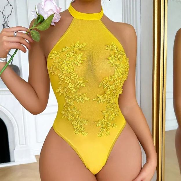 Sexy See-Through Lingerie with Floral Embroidery