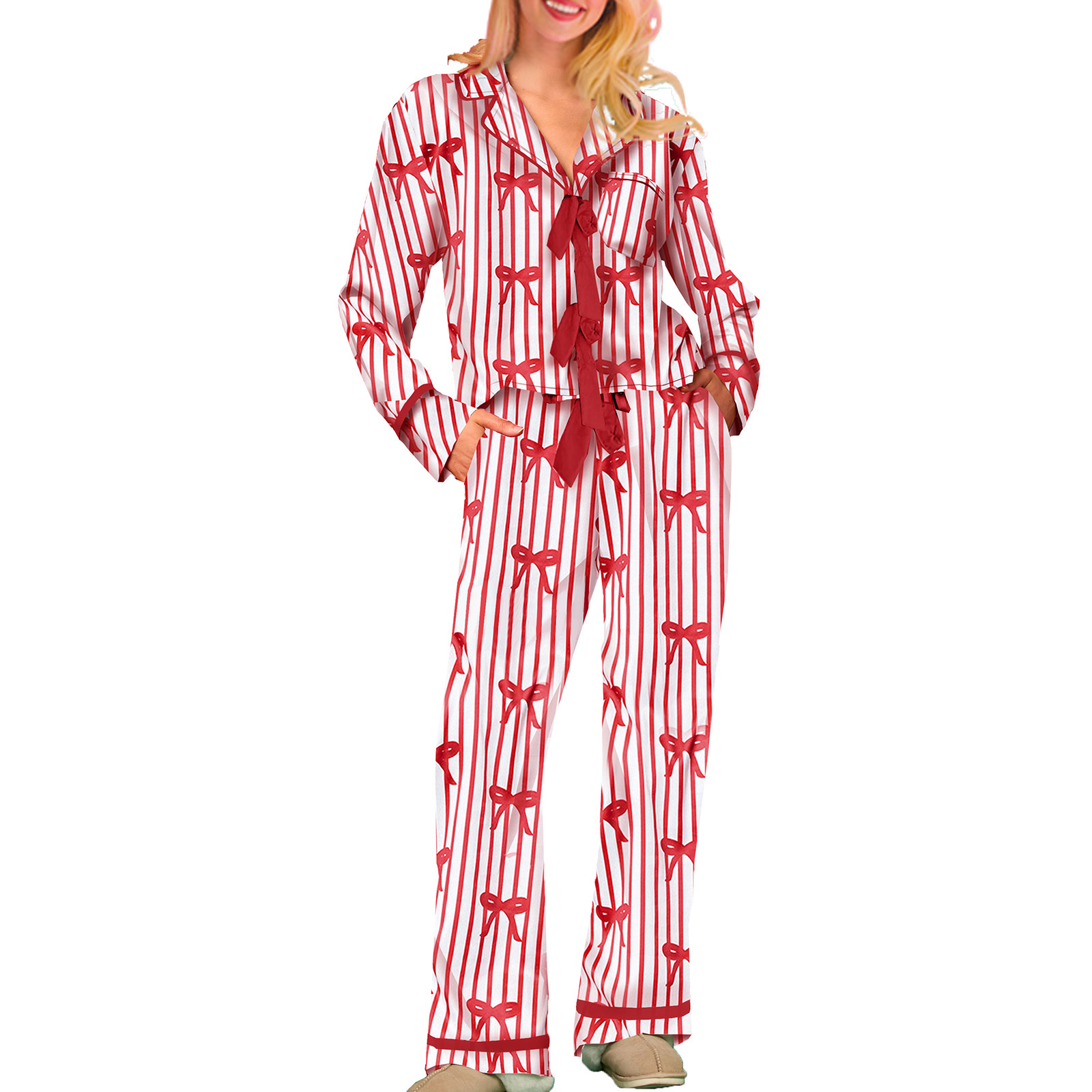 Christmas Long-Sleeve Loungewear Pajama Set