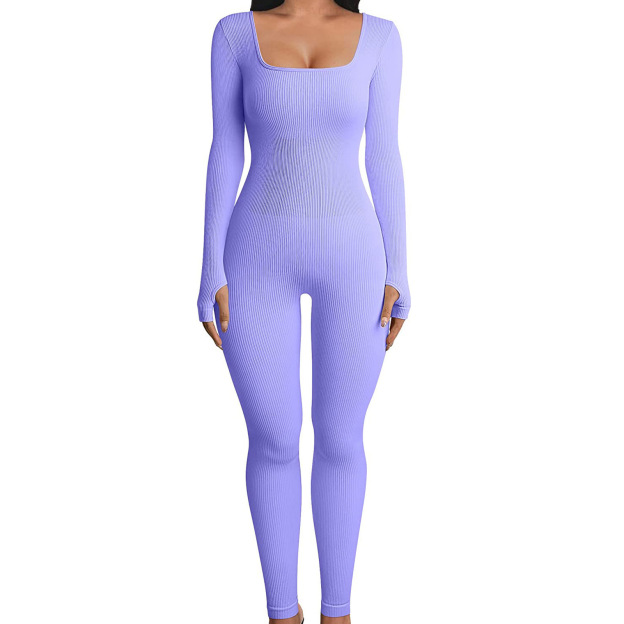 Square-Neck Sexy Bodycon Jumpsuit with Butt-Lifting Design
