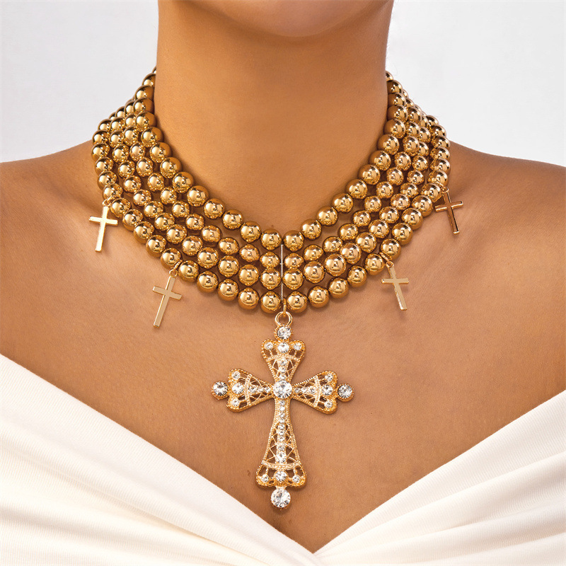 Vintage Luxe CZ Cross Tassel Necklace