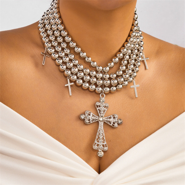 Vintage Luxe CZ Cross Tassel Necklace