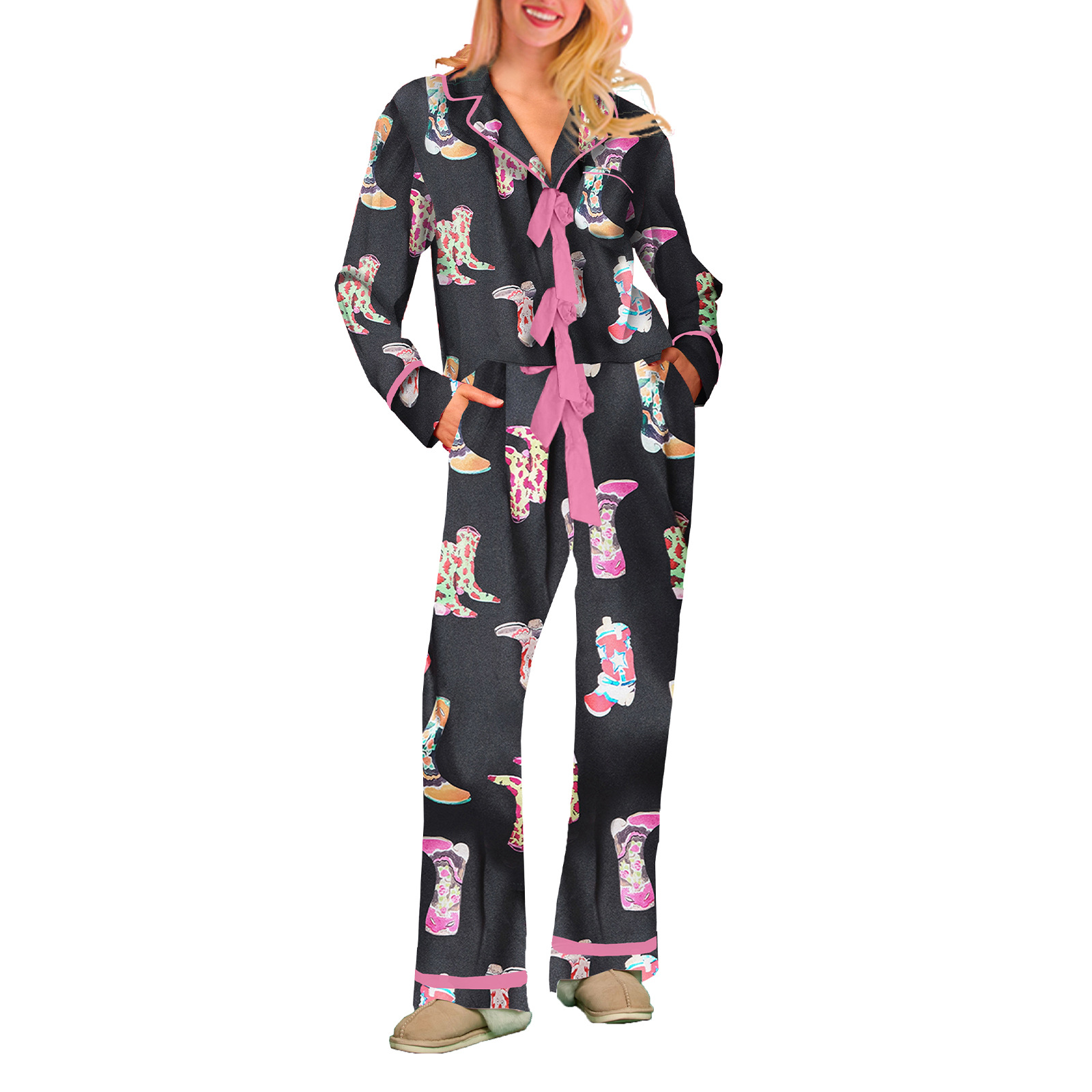 Christmas Long-Sleeve Loungewear Pajama Set