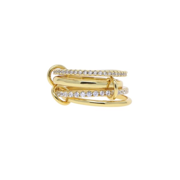 Elegant Interlocking Crystal Chain Ring for Women