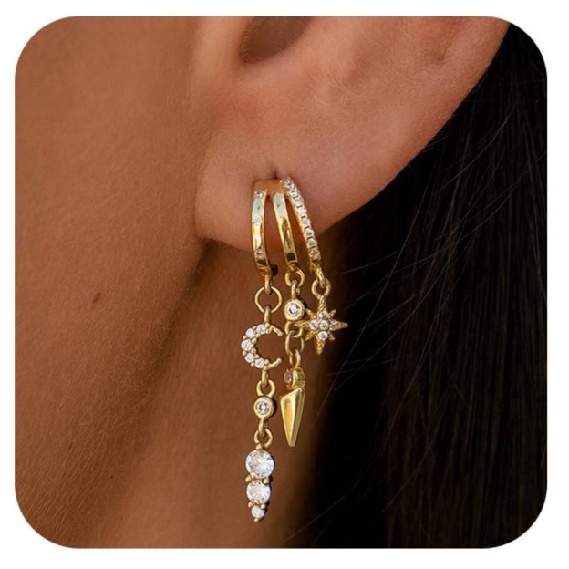 Creative Brass Gold-Plated Zircon Tassel Earrings